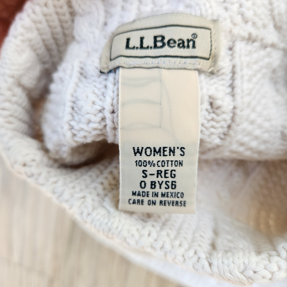 L.L. Bean Cream Cable-Knit Pullover Sweater - Picture 3 of 3